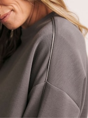 Anthology By JD Williams Grey Premium Crew Neck Satin Strip Sweatshirt - Image 3 of 5