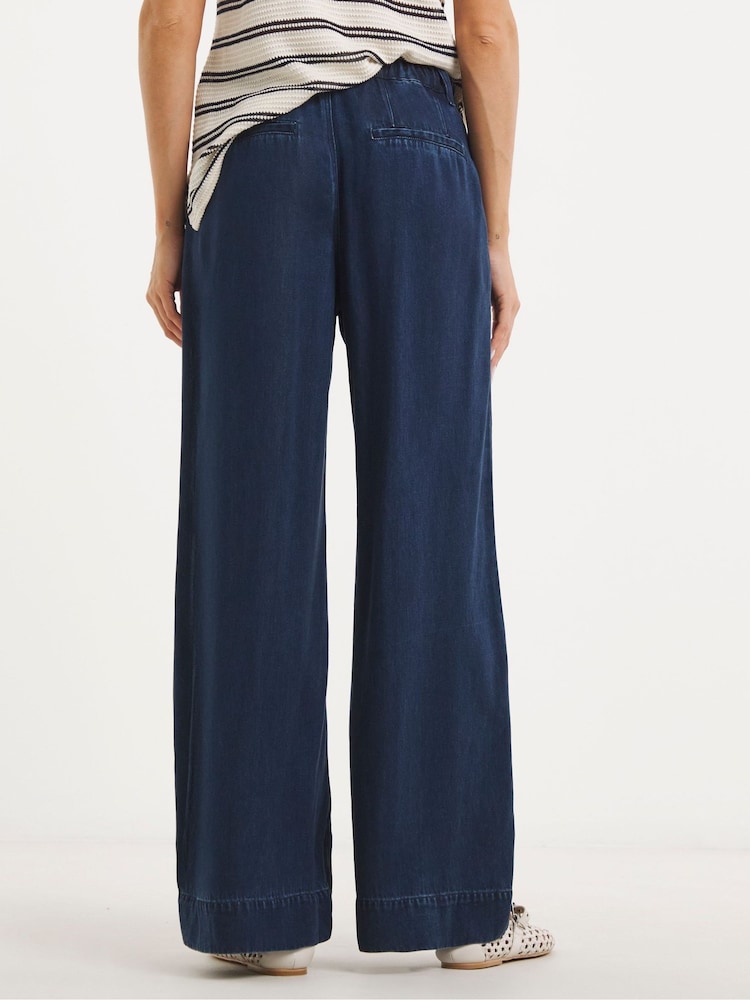 JD Williams Blue Lightweight Pleated Wide Leg Jeans - Image 2 of 4 JD Williams Blue Lightweight Pleated Wide Leg Jeans - Image 2 of 4