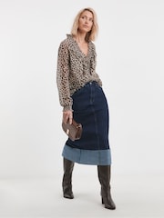 JD Williams Brown Ruffle Crinkle Chiffon Blouse - Image 4 of 4