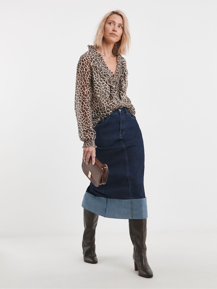 JD Williams Brown Ruffle Crinkle Chiffon Blouse - Image 4 of 4