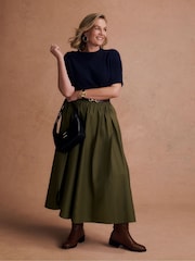 JD Williams Olive 100% Cotton  Maxi Skirt - Image 1 of 6