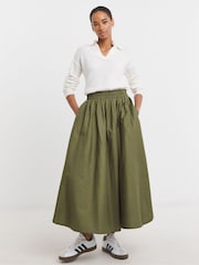 JD Williams Olive 100% Cotton  Maxi Skirt - Image 3 of 6