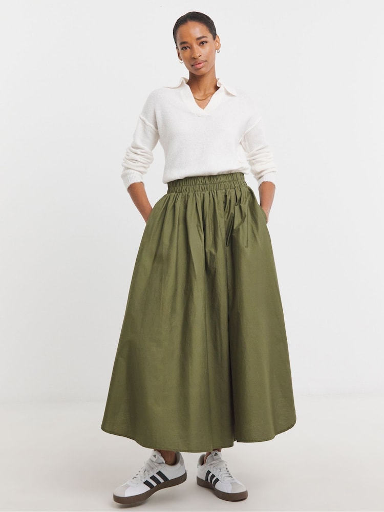 JD Williams Olive 100% Cotton  Maxi Skirt - Image 3 of 6