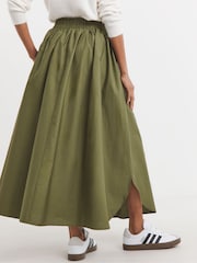 JD Williams Olive 100% Cotton  Maxi Skirt - Image 4 of 6
