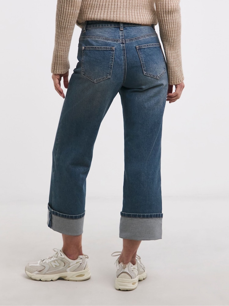 JD Williams Blue Turn Up Cropped Jeans - Image 2 of 4