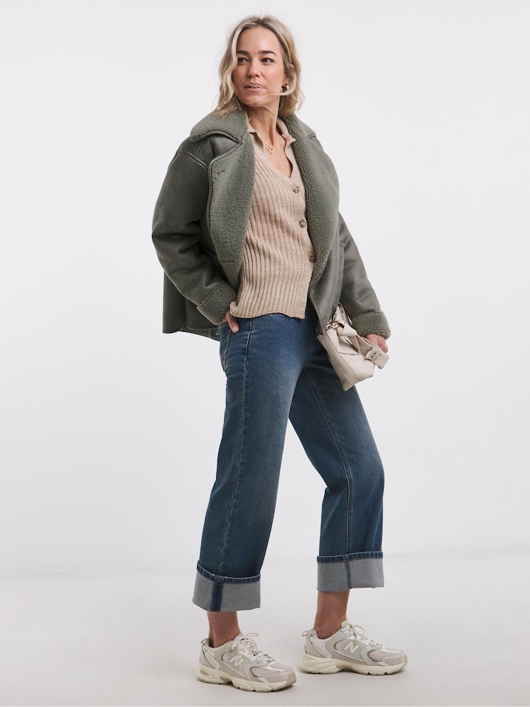 JD Williams Blue Turn Up Cropped Jeans - Image 4 of 4