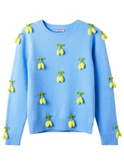 Joe Browns Blue 3D Lemon Knit Cardigan - Image 2 of 7