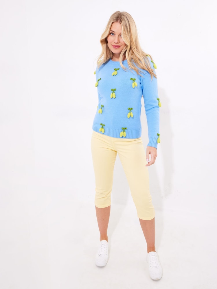 Joe Browns Blue 3D Lemon Knit Cardigan - Image 3 of 7