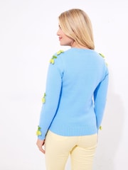 Joe Browns Blue 3D Lemon Knit Cardigan - Image 4 of 7