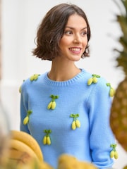Joe Browns Blue 3D Lemon Knit Cardigan - Image 6 of 7