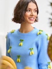 Joe Browns Blue 3D Lemon Knit Cardigan - Image 7 of 7