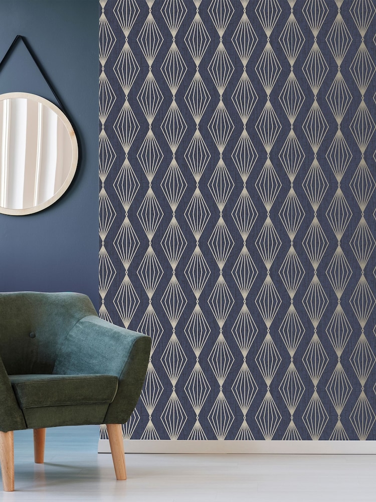 Boutique Sapphire Marquise Geo A4 Wallpaper Sample - Image 1 of 4