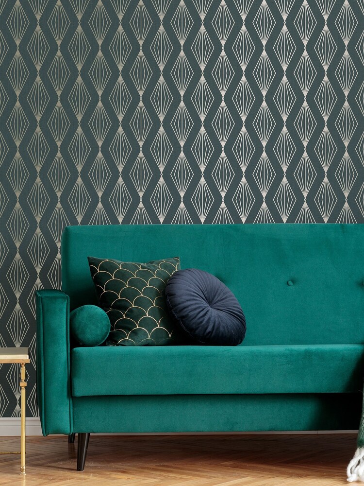 Boutique Emerald Marquise Geo A4 Wallpaper Sample - Image 1 of 5