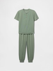 Gap Green Short Sleeve Henley Pyjamas (6-13yrs) - Image 1 of 3