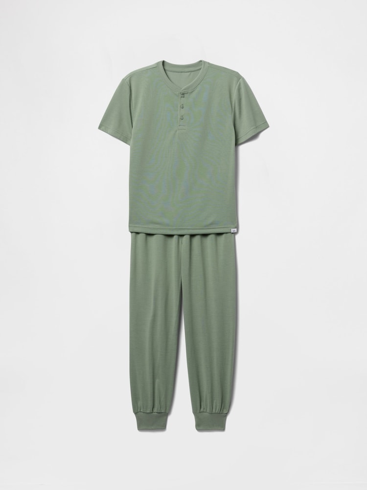 Gap Green Short Sleeve Henley Pyjamas (6-13yrs) - Image 1 of 3