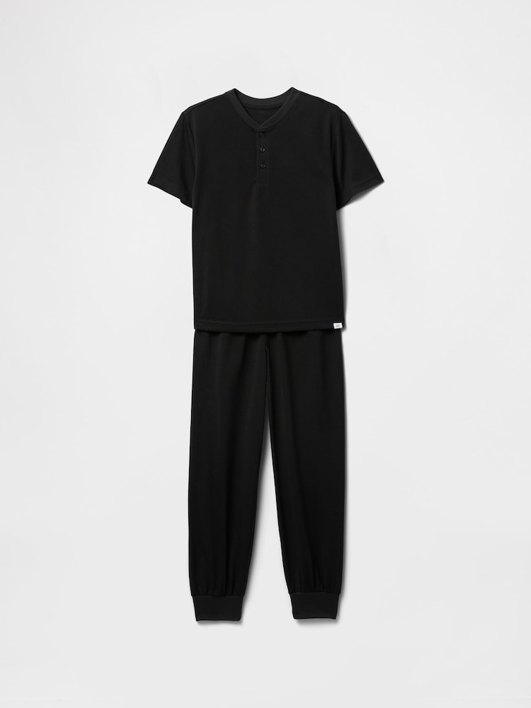 Gap Black Short Sleeve Henley Pyjamas (6-13yrs) - Image 1 of 3