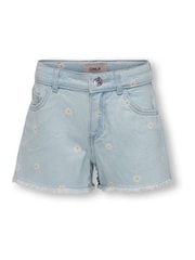 ONLY KIDS Blue Denim Flower Shorts - Image 1 of 3