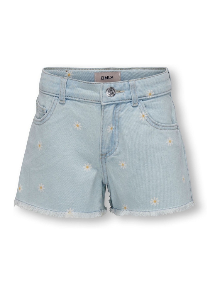 ONLY KIDS Blue Denim Flower Shorts - Image 1 of 3