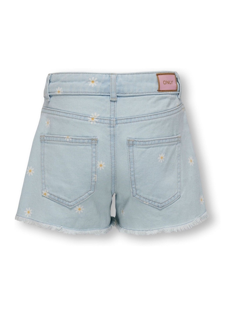 ONLY KIDS Blue Denim Flower Shorts - Image 2 of 3
