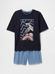 Gap Navy Blue Captain America Marvel Short Pyjamas (6-13yrs) - Image 1 of 3