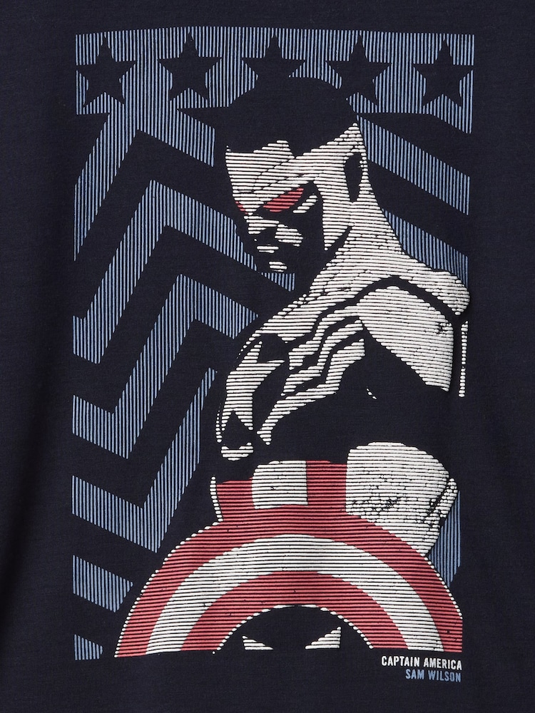 Gap Navy Blue Captain America Marvel Short Pyjamas (6-13yrs) - Image 3 of 3