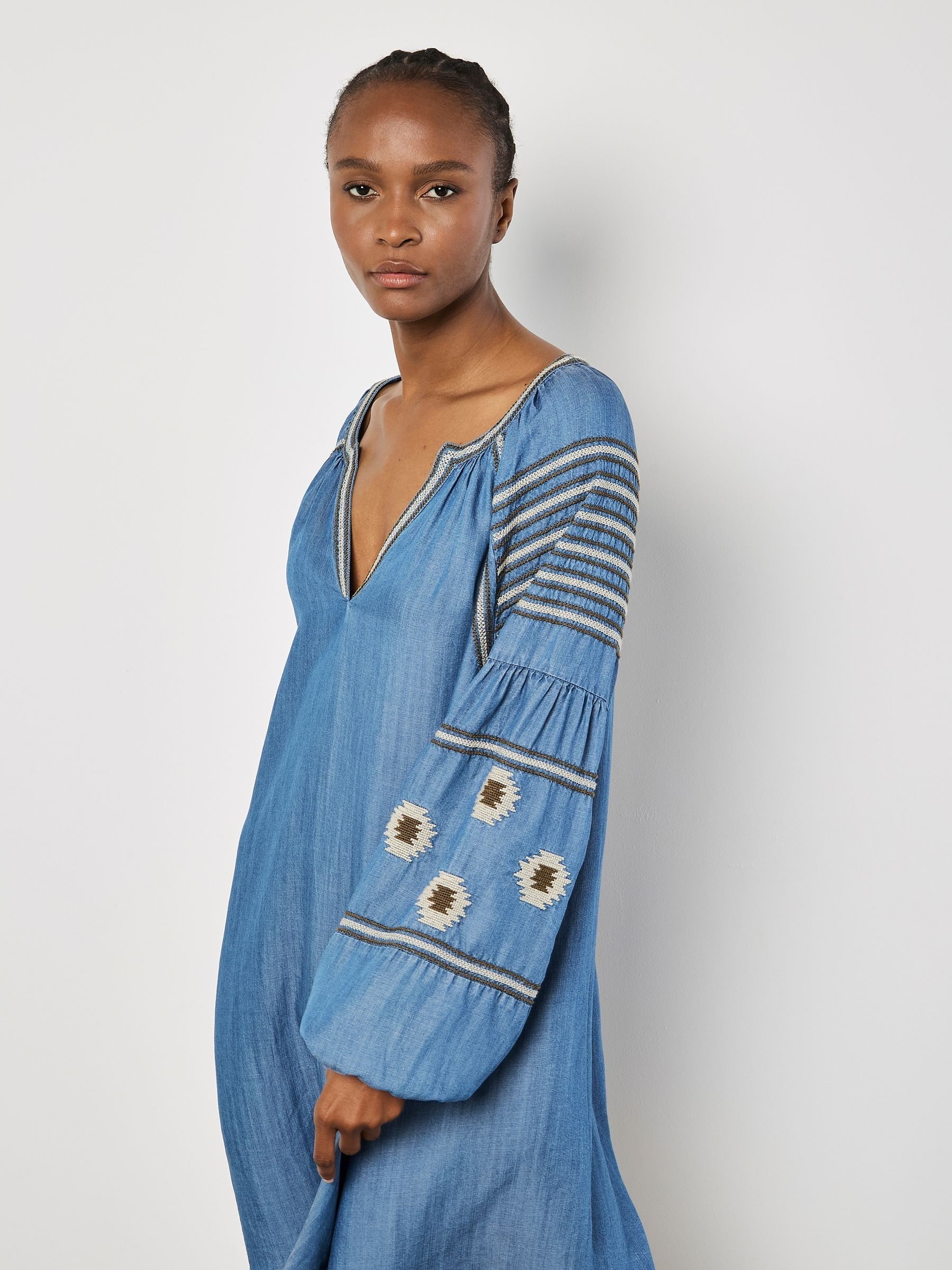 Buy Apricot Blue Denim Balloon Sleeve Dress from Next Singapore