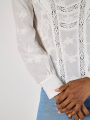 Apricot White Embroidered Ruffle Detail Shirt - Image 3 of 4