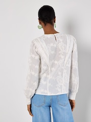 Apricot White Embroidered Ruffle Detail Shirt - Image 4 of 4