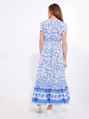 Joe Browns Blue Petite Floral Print Lace Trim Maxi Dress - Image 5 of 7