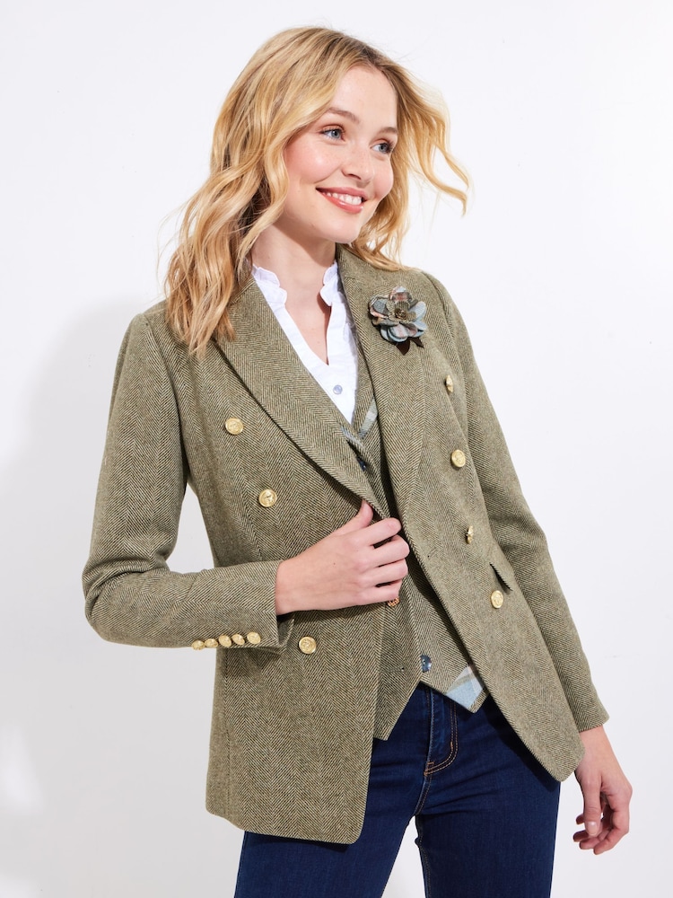 Joe Browns Green Petite Heritage Corsage Tweed Jacket - Image 2 of 7