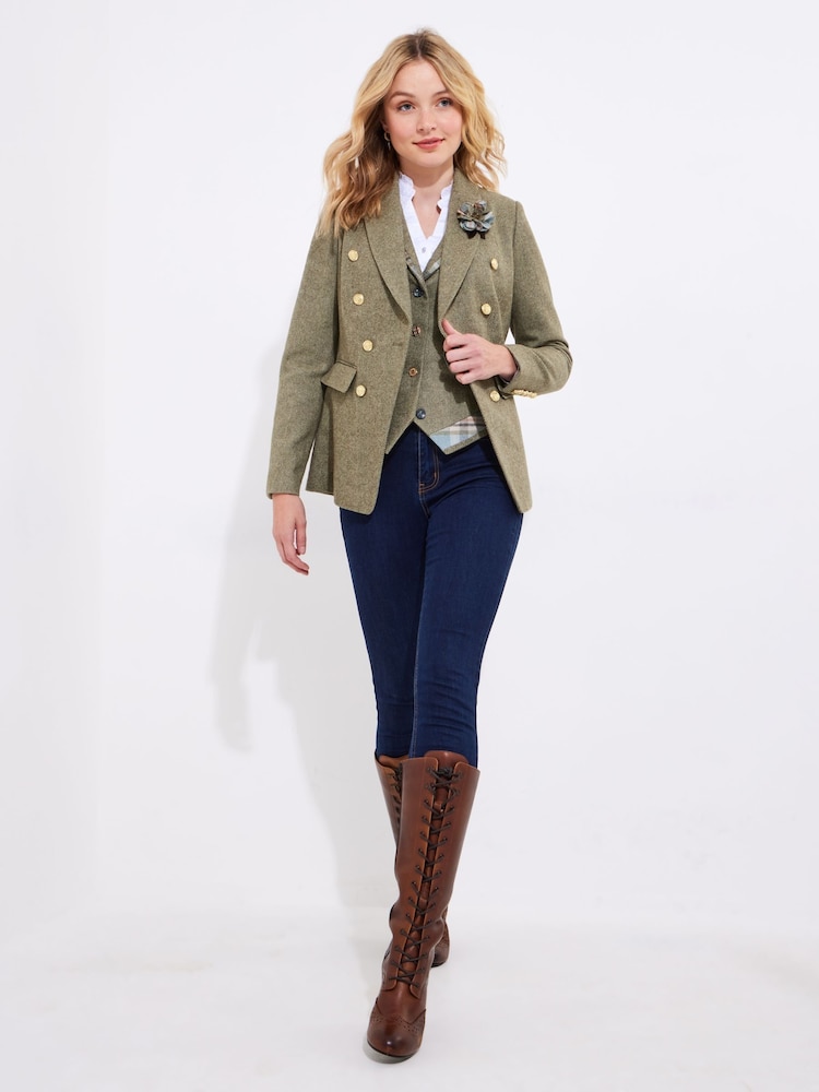 Joe Browns Green Petite Heritage Corsage Tweed Jacket - Image 3 of 7