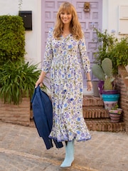 Joe Browns Blue Petite Sequin Floral Maxi Dress - Image 1 of 7