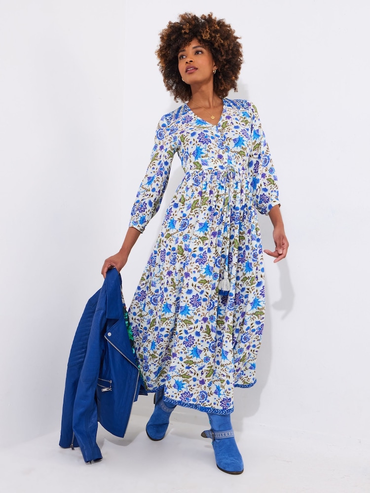 Joe Browns Blue Petite Sequin Floral Maxi Dress - Image 3 of 7