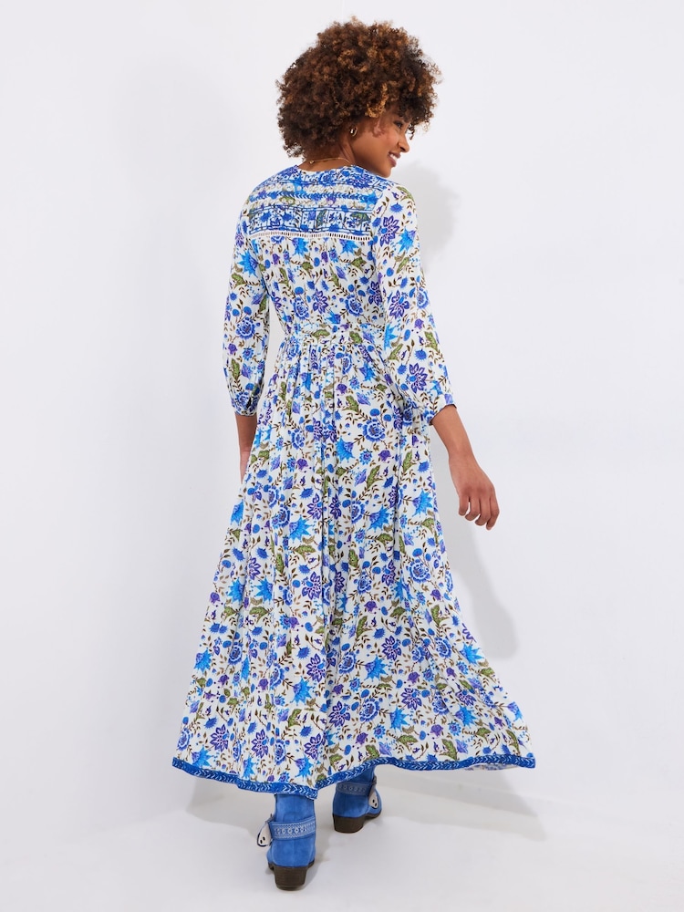 Joe Browns Blue Petite Sequin Floral Maxi Dress - Image 4 of 7