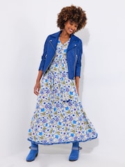 Joe Browns Blue Petite Sequin Floral Maxi Dress - Image 5 of 7
