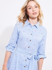 Joe Browns Blue Petite Cherry Striped 100% Cotton Shirt Dress - Image 1 of 5