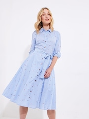 Joe Browns Blue Petite Cherry Striped 100% Cotton Shirt Dress - Image 2 of 5