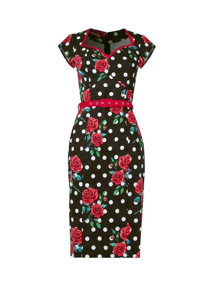 Joe Browns Black Petite Polka Rose Bodycon Dress - Image 7 of 7