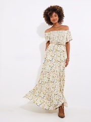 Joe Browns Cream Petite Puff Sleeve Floral Print Midaxi Dress - Image 2 of 5