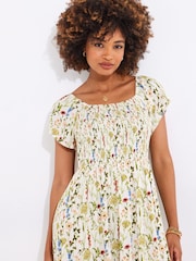 Joe Browns Cream Petite Puff Sleeve Floral Print Midaxi Dress - Image 3 of 5