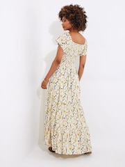 Joe Browns Cream Petite Puff Sleeve Floral Print Midaxi Dress - Image 4 of 5