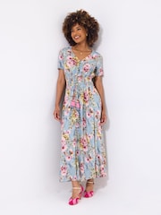 Joe Browns Blue Petite High Low Boho Border Maxi Dress - Image 2 of 7