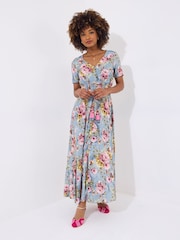 Joe Browns Blue Petite High Low Boho Border Maxi Dress - Image 3 of 7
