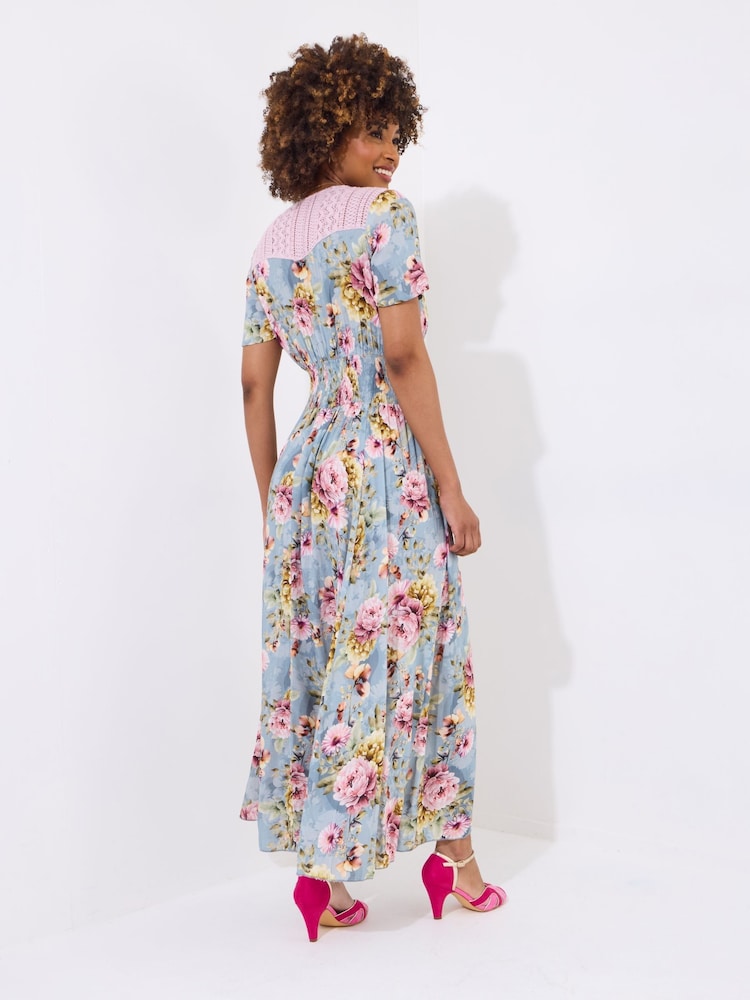 Joe Browns Blue Petite High Low Boho Border Maxi Dress - Image 5 of 7