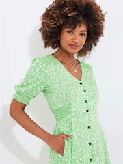 Joe Browns Green Petite Puff Sleeve Daisy Maxi Dress - Image 3 of 5