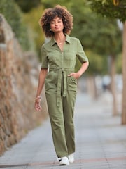 Joe Browns Green Petite Embroidered Belted Jumpsuit - Image 3 of 7