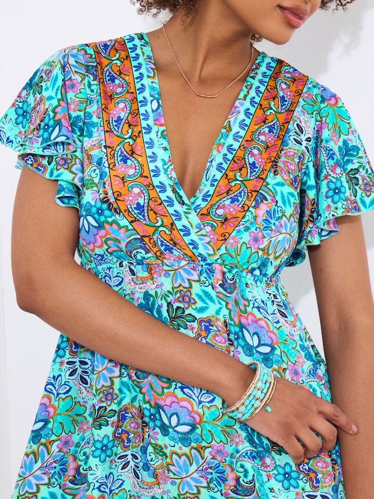 Joe Browns Blue Petite Boho Border Print Maxi Dress - Image 3 of 5