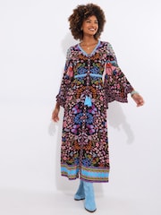 Joe Browns Black Petite Butterfly Border Print Maxi Dress - Image 2 of 7