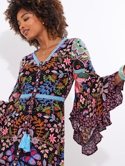 Joe Browns Black Petite Butterfly Border Print Maxi Dress - Image 4 of 7
