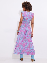 Joe Browns Blue Petite Paisley Shirred Maxi Dress - Image 4 of 7